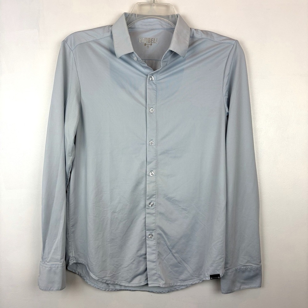 Barbell Apparel Dress Shirt Mens Small Light Gray Performance Stretch Comfort